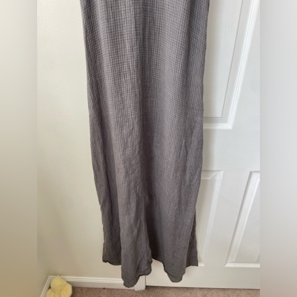 Eileen Fisher Organic Cotton Pucker Cami Dress Gray Gingham Garnet Jill Size S - Picture 5 of 7